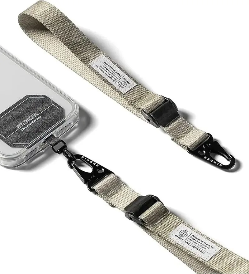 Koord Hand Strap | Universele Verstelbare Lanyard voor iPhone/Galaxy/Android Telefoonhoesjes | Ook geschikt voor Camera/Sleutels de Ringke en Beige – photo produit