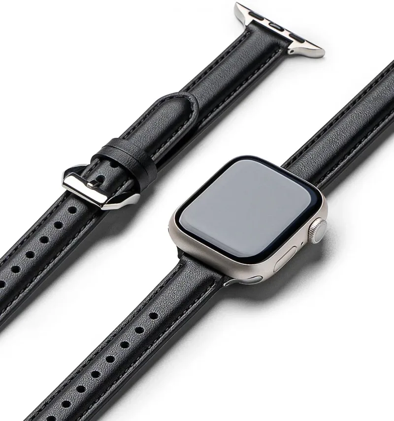 Leather One Padded Slim - Bandje Geschikt voor Apple Watch 1-10/SE/Ultra - 42MM/41MM/40MM/38MM von Ringke in Schwarz – Produktfoto