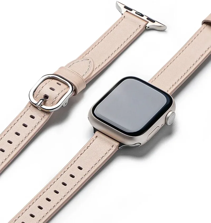 Leather One Slim - Bandje Geschikt voor Apple Watch 1-10/SE/Ultra - 42MM/41MM/40MM/38MM von Ringke in Rosa – Produktfoto
