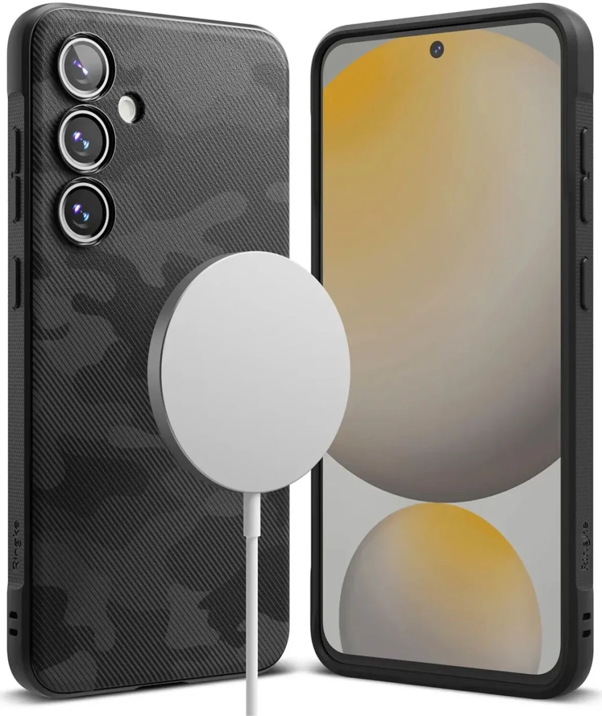 Onyx Magnetic | Hoesje Geschikt voor Samsung Galaxy S24 FE | Compatibel met MagSafe | Back Cover Flexibel TPU | Camo fra Ringke i Sort – produktbillede