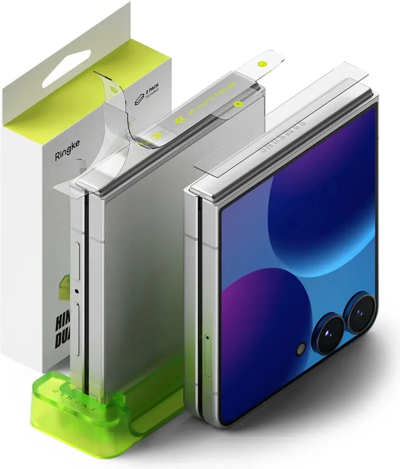 Scharnier Protector Geschikt voor Samsung Galaxy Z Flip 8 - Hinge Dual Easy Film - PET Display Folie - Volledig Dekkend - 2-Pack fra Ringke – produktbillede