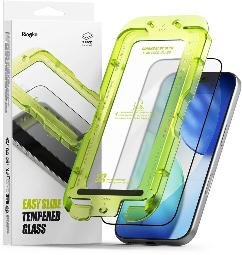 Screenprotector Geschikt voor Apple iPhone 18 Pro / 17 Pro - Easy Slide met Jig - 9H Tempered Glass - Case Friendly - Gemakkelijke Installatie - 2-Pack by Ringke – product photo