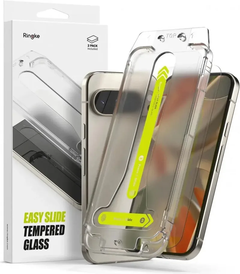 Screenprotector Geschikt voor Google Pixel 10 (Pro) / Pixel 9 (Pro) - Easy Slide met Jig - 9H Tempered Glass - Case Friendly - Gemakkelijke Installatie - 2-Pack de Ringke – photo produit