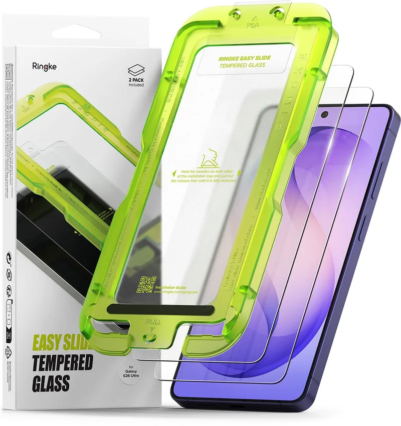 Screenprotector Geschikt voor Samsung Galaxy S26 Ultra - Easy Slide met Jig - 9H Tempered Glass - Case Friendly - Gemakkelijke Installatie - 2-Pack by Ringke – product photo