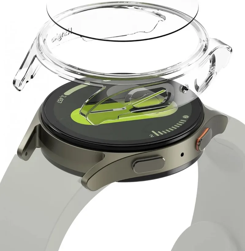 Slim + Glass | Hoesje + Screen Protector Geschikt voor Samsung Galaxy Watch 7 44MM | Case met 9H Tempered Glass by Ringke in Transparent – product photo