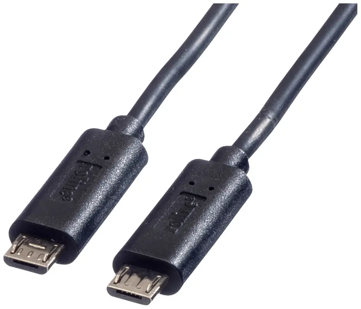 Câble chargeur USB 2.0, Micro B - Micro B, M/M, 0,3 m de Roline en Noir – photo produit