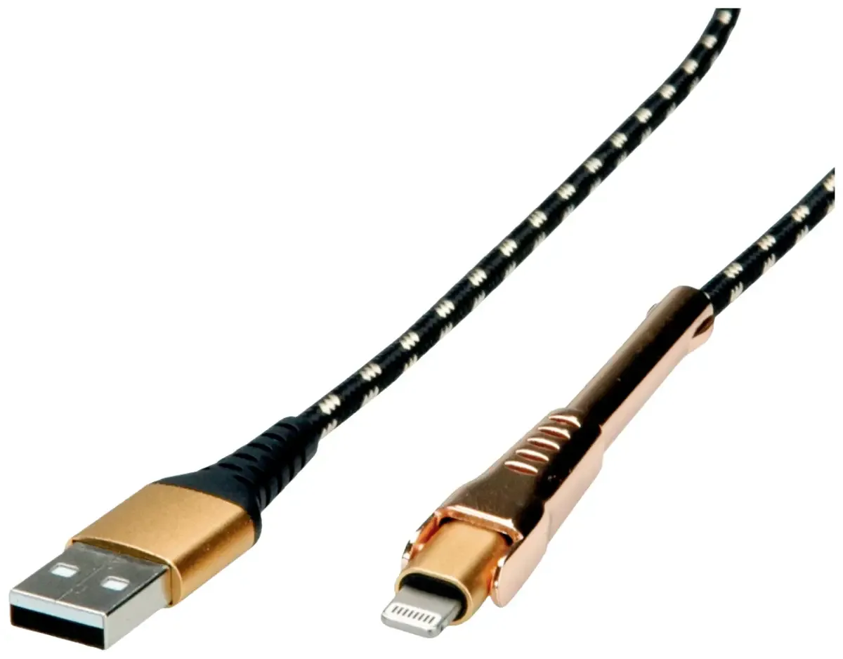 GOLD 8pin naar USB 2.0 kabel voor iPhone, iPod, 1 m de Roline en Noir, Or – photo produit