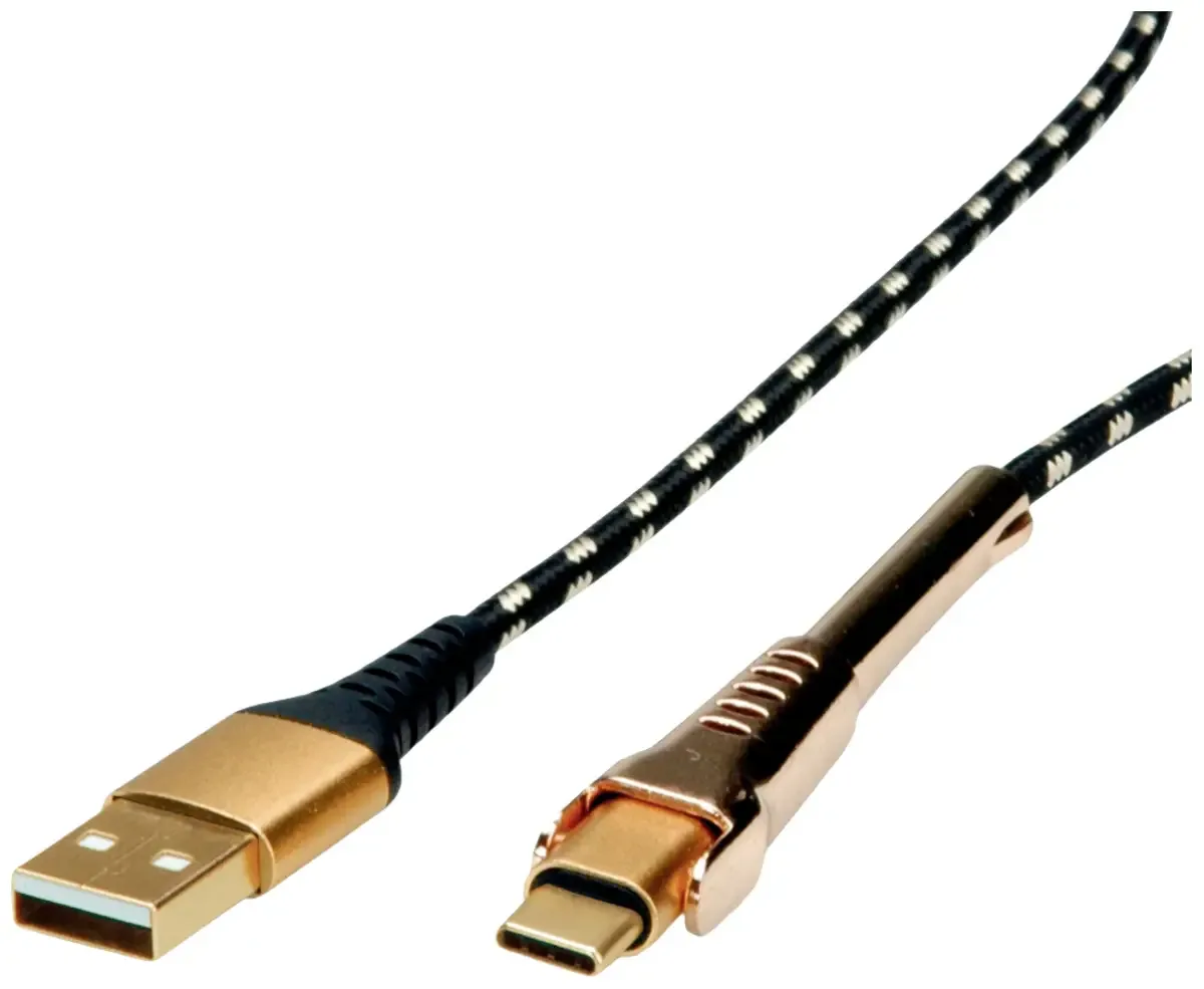 GOLD USB 2.0 Sync- & Ladekabel, USB-A/USB-C, Stütze, 1 m från Roline – produktbild