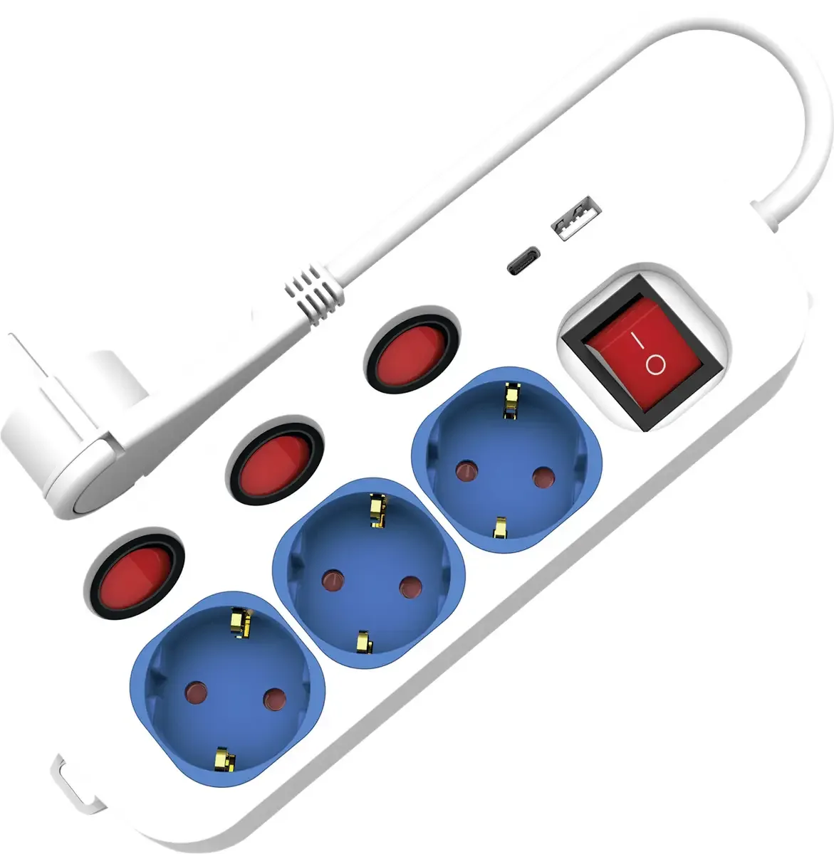 ROLINE 3-fach Steckdosenleiste mit Schalter, USB-Charger A+C, 1,5 m från Roline – produktbild