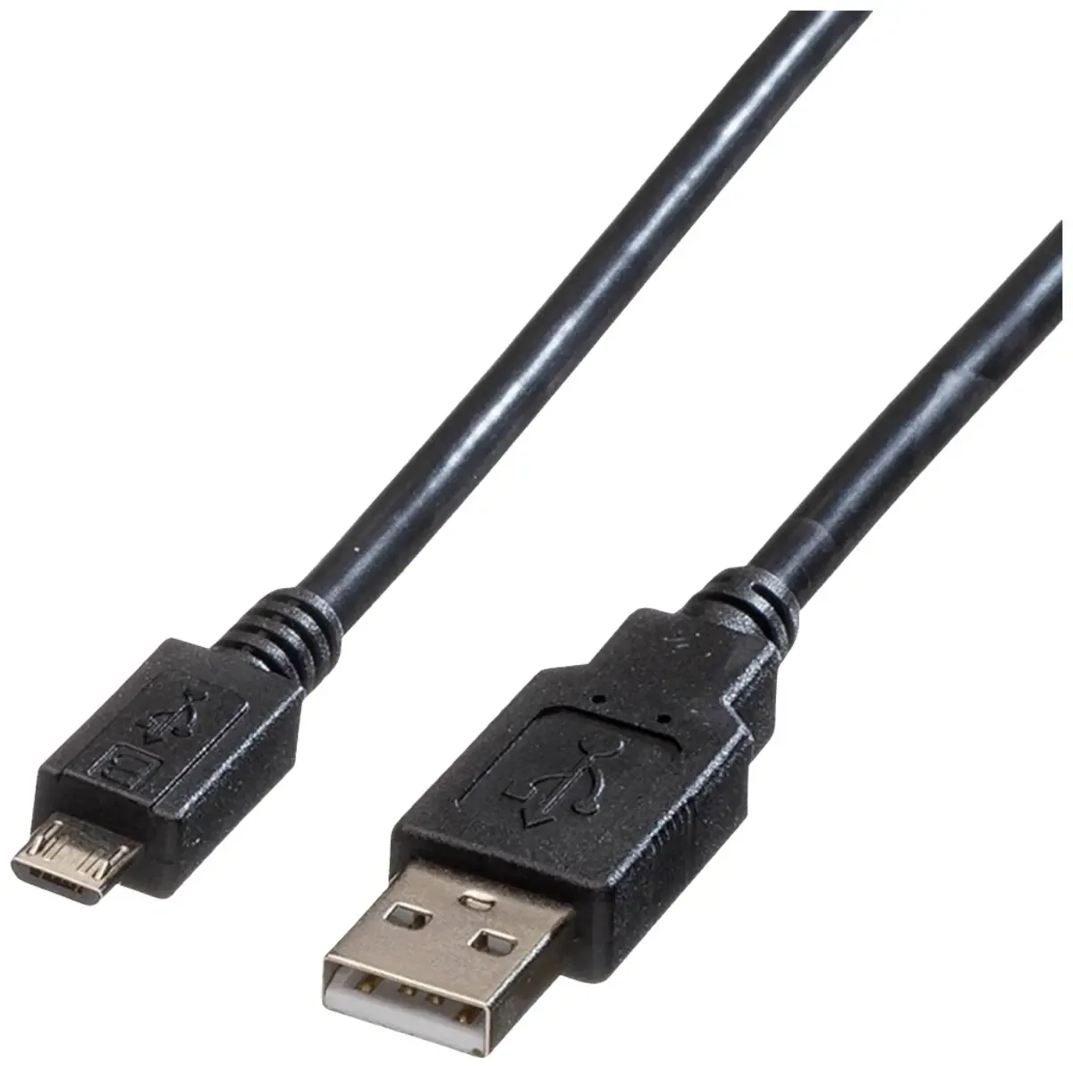USB 2.0 Kabel, USB A ST - Micro USB B ST, schwarz, 0,8 m från Roline – produktbild