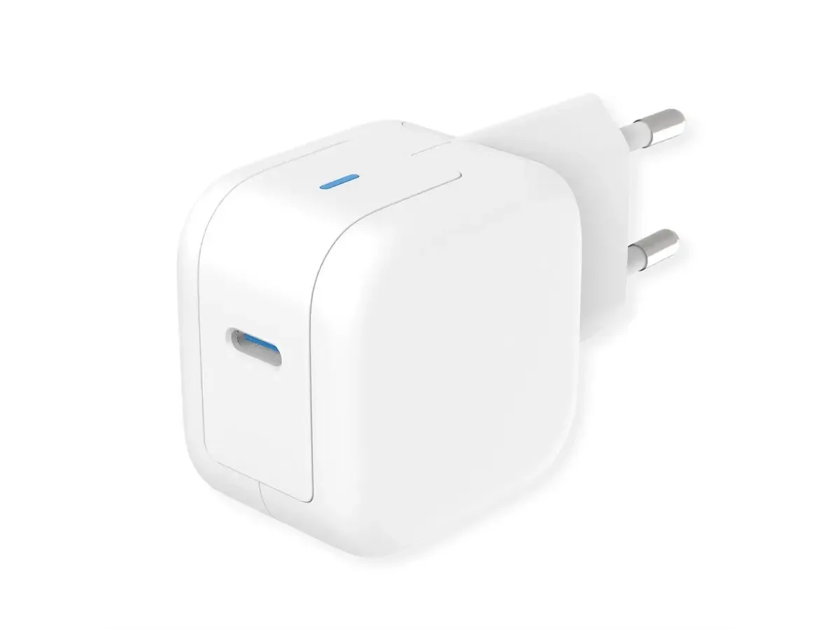 USB-oplader met eurostekker, 1 poort type C, GaN, 20W van Roline – productfoto