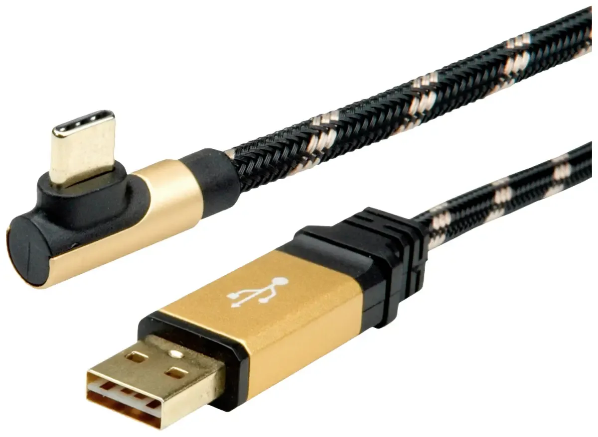 USB-kabel USB 2.0 USB-A-hanstik, USB-C® stik 0.80 m Flerfarvet Afskærmet 11.02.9060 från Roline i Svart, Guld – produktbild