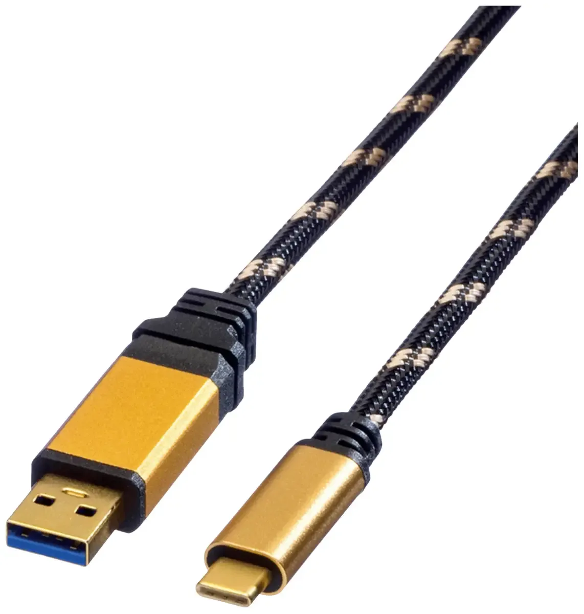 USB-kabel USB 3.2 Gen1 USB-A-hanstik, USB-C® stik 1.00 m Flerfarvet Afskærmet 11.02.9013 från Roline i Svart, Guld – produktbild