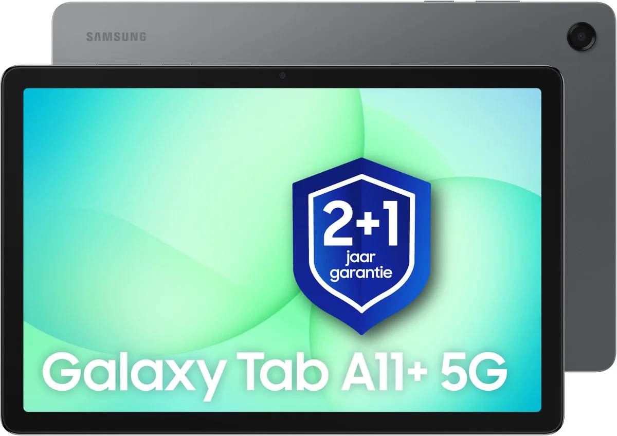 Galaxy Tab A11 Plus - 5G - 256GB - 1 jaar extra garantie van Samsung in Grijs – productfoto