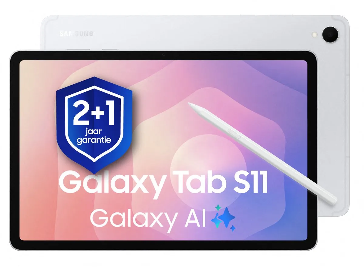 Galaxy Tab S11 - 256GB - 1 jaar extra garantie van Samsung in Zilver – productfoto