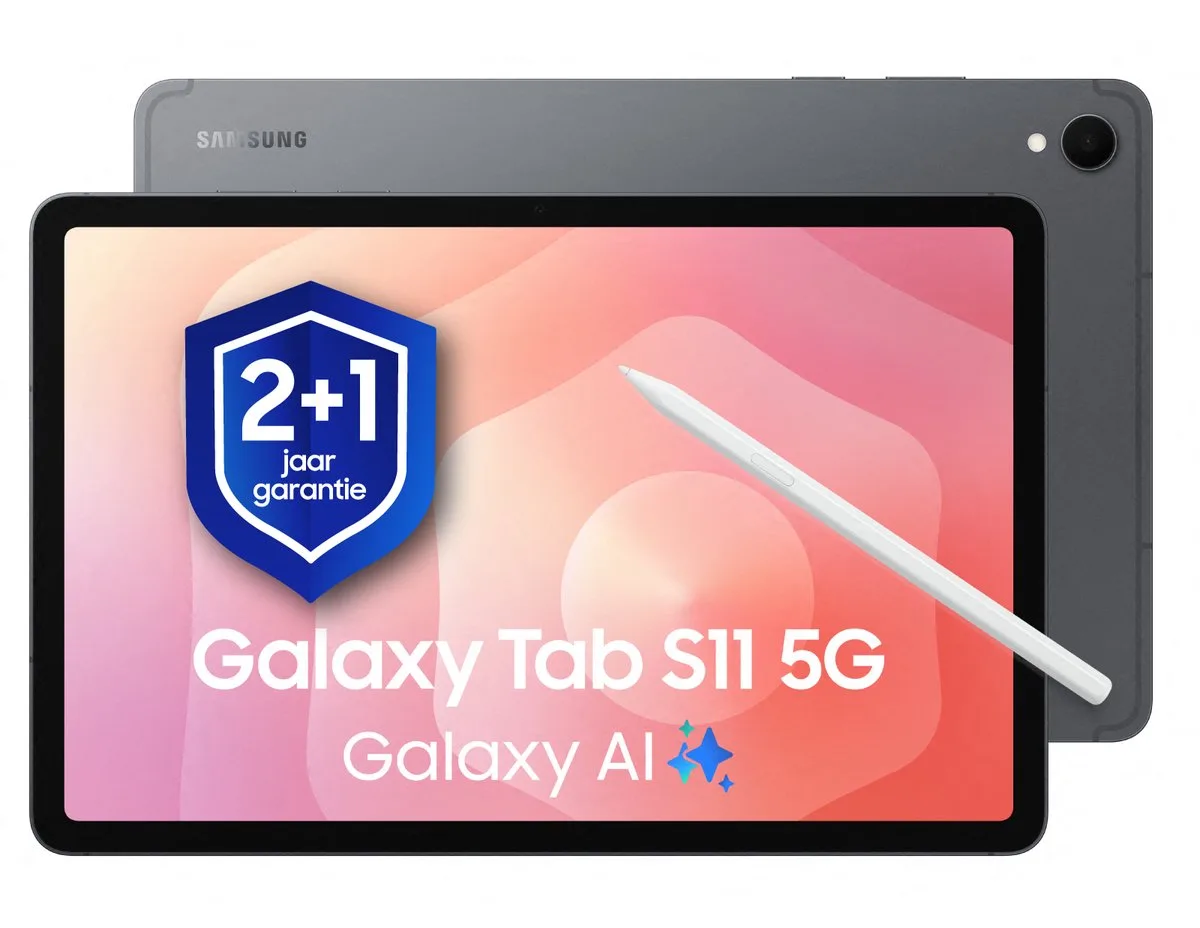 Galaxy Tab S11 5G - 128GB - 1 jaar extra garantie van Samsung in Grijs – productfoto