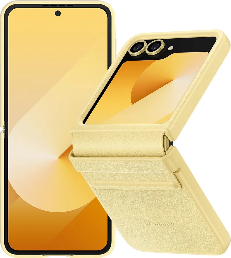 Galaxy Z Flip6 Vegan Leren Hoesje - Kindsuit case van Samsung in Geel – productfoto