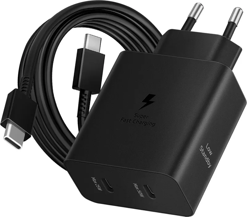 Power Adapter Duo - 50W - USB-C - 1.8 Meter från Samsung i Svart – produktbild
