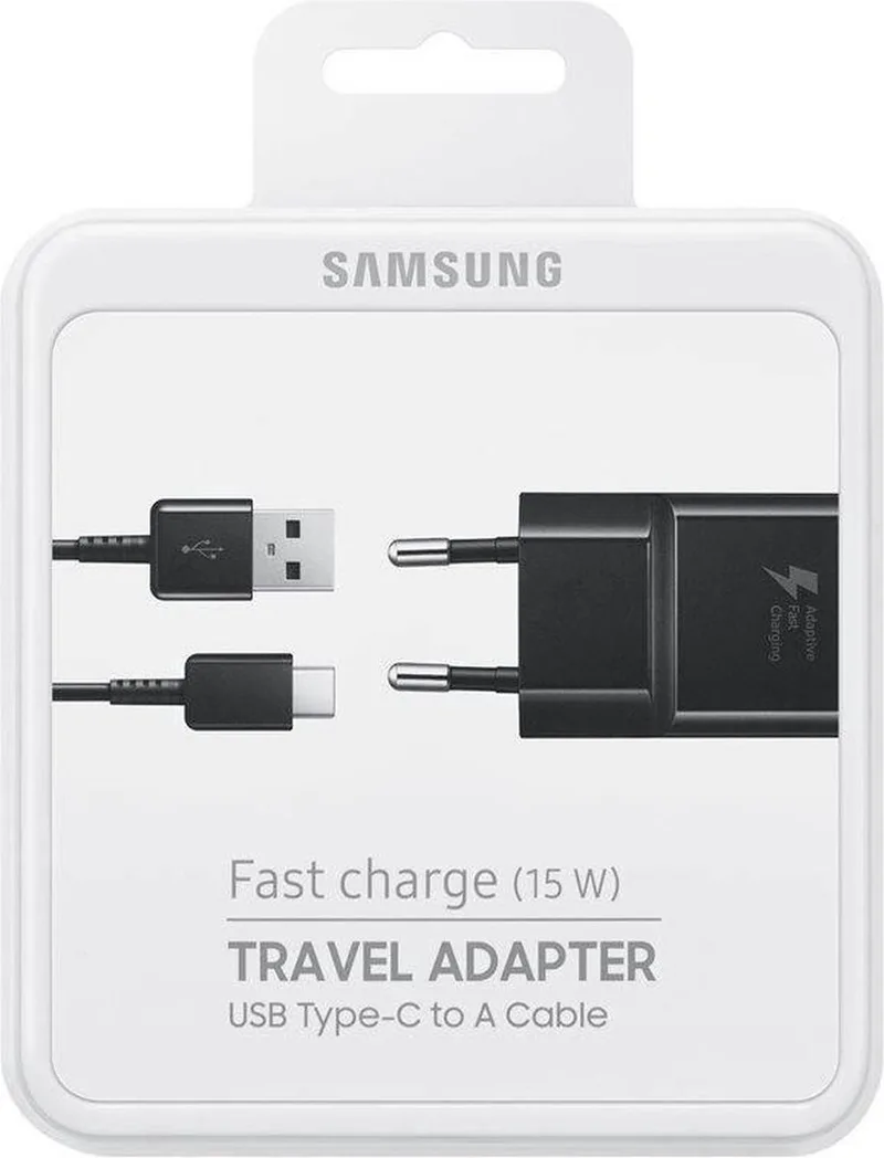 Snellader / Oplader Samsung Galaxy A5 2017 & A3 2017 - (2 Ampère USB-C) (OPGELET niet voor A 2015/2016 series!) - Origineel by Samsung in Black – product photo