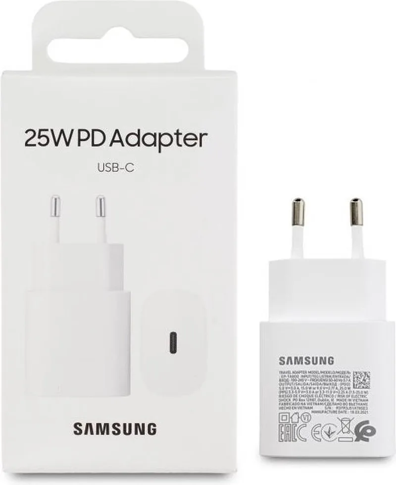 Super Fast Travel Charger USB-C - 25W - EP-TA800NWEGWW von Samsung in Weiß – Produktfoto