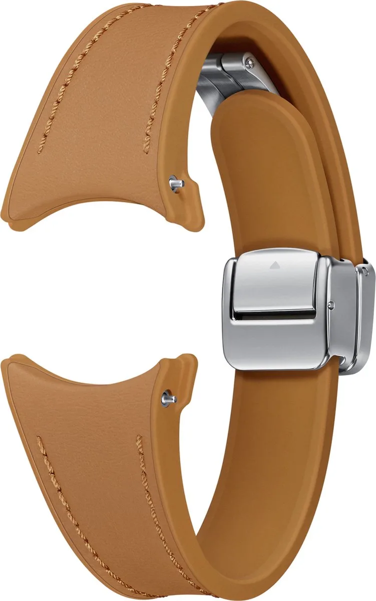 Watch D-Buckle Hybrid Leather Band - Geschikt voor Samsung Galaxy Watch6 (Classic) - S/M - Slim - Camel by Samsung in Brown – product photo