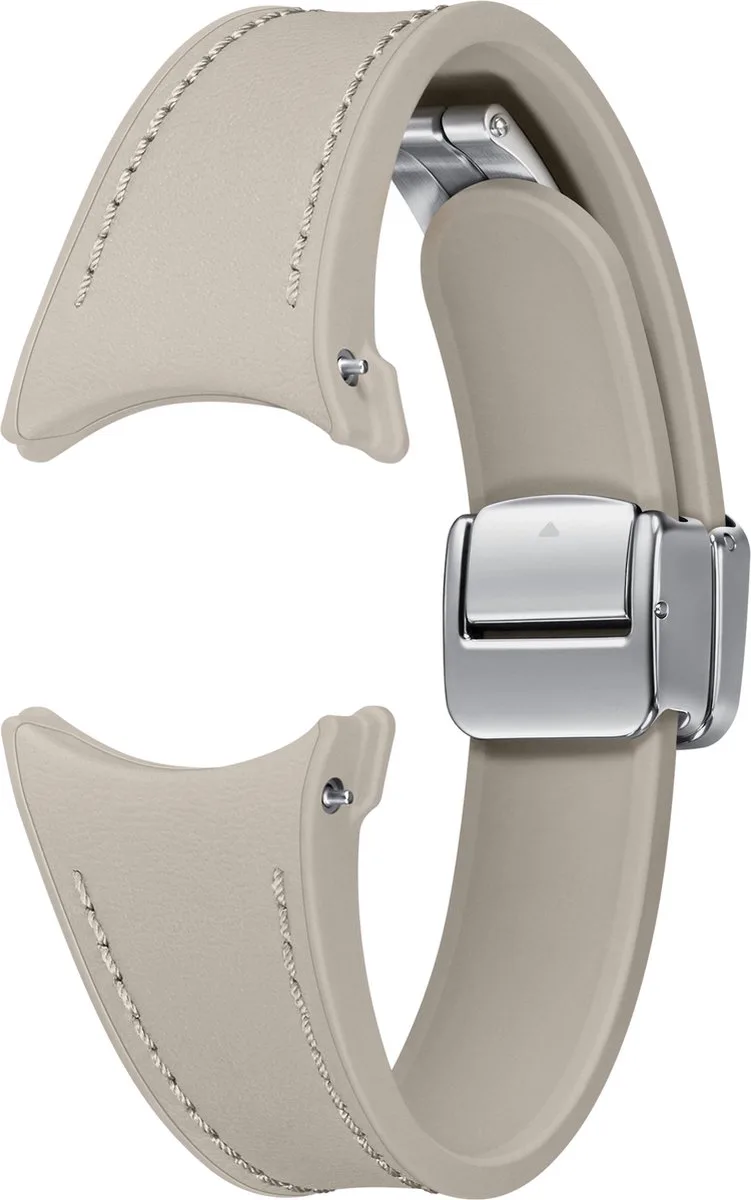Watch D-Buckle Hybrid Leather Band - Geschikt voor Samsung Galaxy Watch6 (Classic) - S/M - Slim - Etoupe by Samsung in Beige – product photo