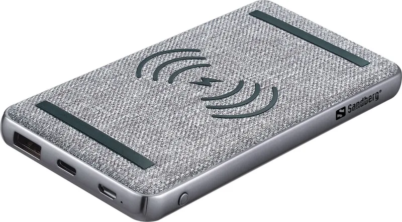 Powerbank 10000 PD20W+Wireless från Sandberg i Svart, Grå – produktbild