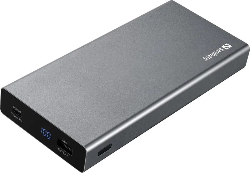 Powerbank USB-C PD 100W 20000 de Sandberg en Gris – photo produit