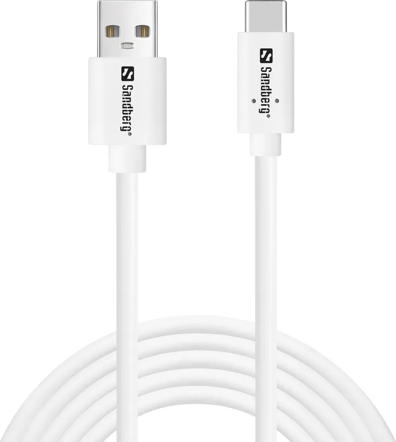 Sandberg 336-14 USB-kabel USB 2.0 2 m USB C USB A från Sandberg i Vit – produktbild