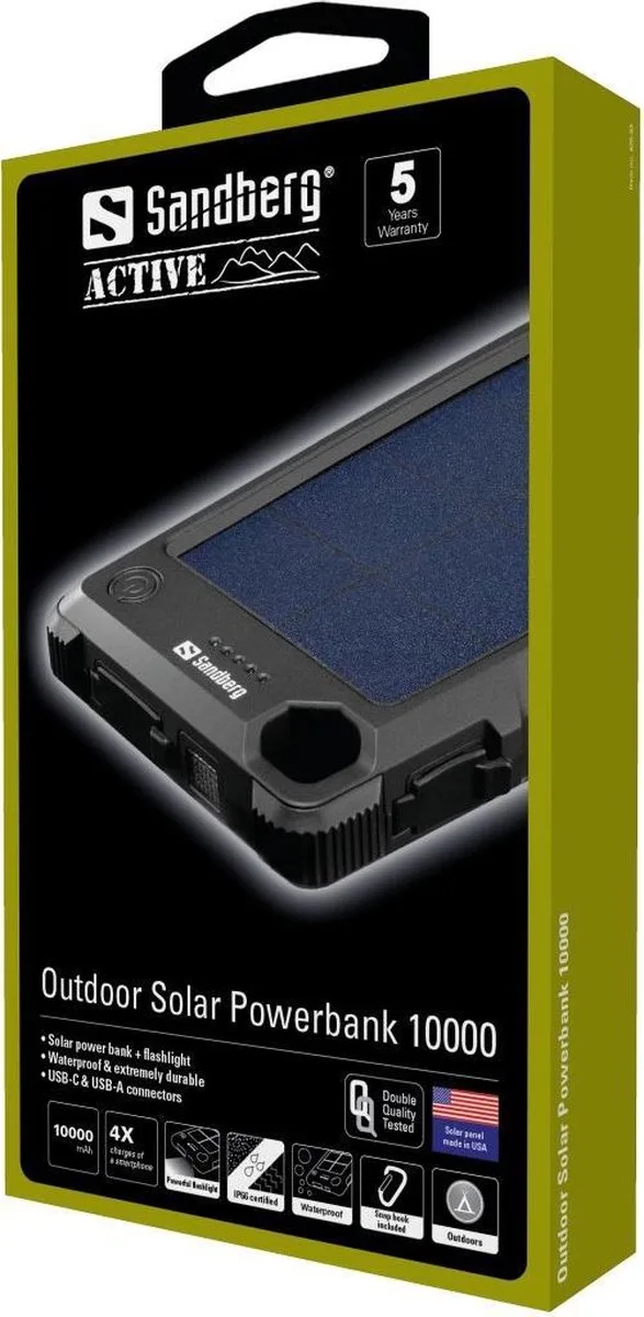 Sandberg - 420-53 - Solar powerbank- - 10000 mAh by Sandberg in Black – product photo