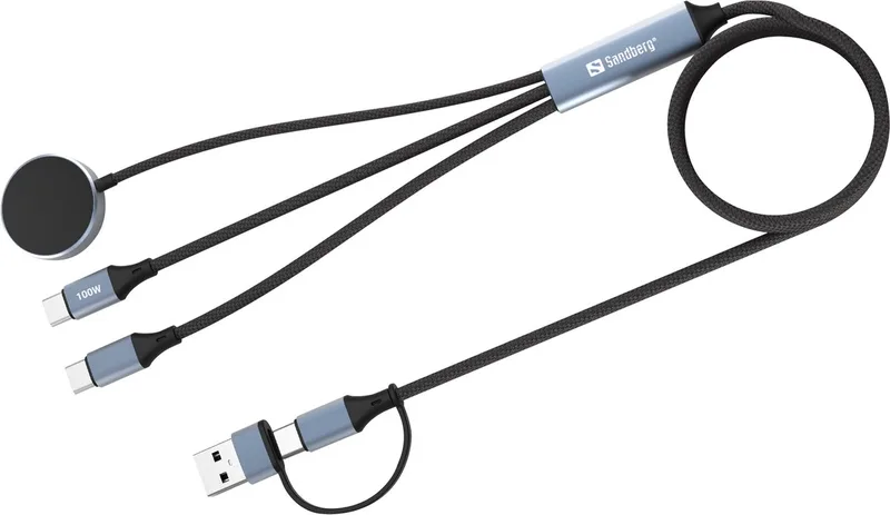 Sandberg 441-69 USB-kabel 0 m USB A/USB C 2 x USB-C/MagSafe 100 W von Sandberg in Schwarz – Produktfoto