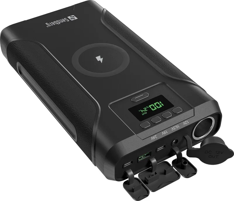 Survivor Powerbank 7in1 76800 – Krachtige 76800 mAh Powerbank voor Laptop, Camping & Outdoor by Sandberg in Black – product photo