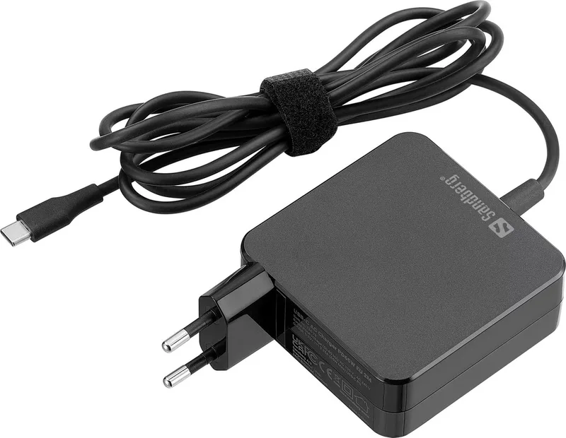 USB-C AC Charger PD65W EU 2M von Sandberg in Schwarz – Produktfoto