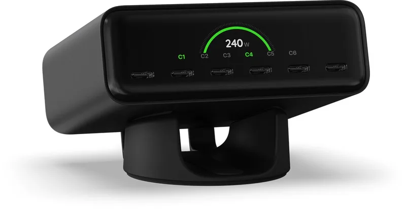 ChargeView Desktop Oplader (240W) – Realtime Digitaal Display – Intelligente Stroomverdeling – Maximale Output van 240W från Satechi i Svart – produktbild