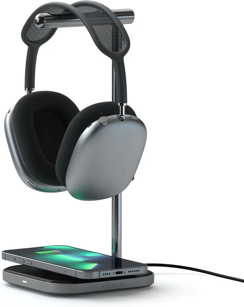 Headphone Stand & Wireless Charger från Satechi i Grå – produktbild