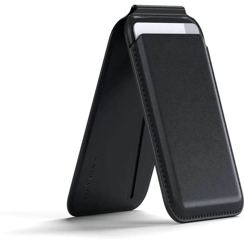 Magnetic Wallet Stand Leren Case Apple iPhone (MagSafe) von Satechi in Schwarz – Produktfoto