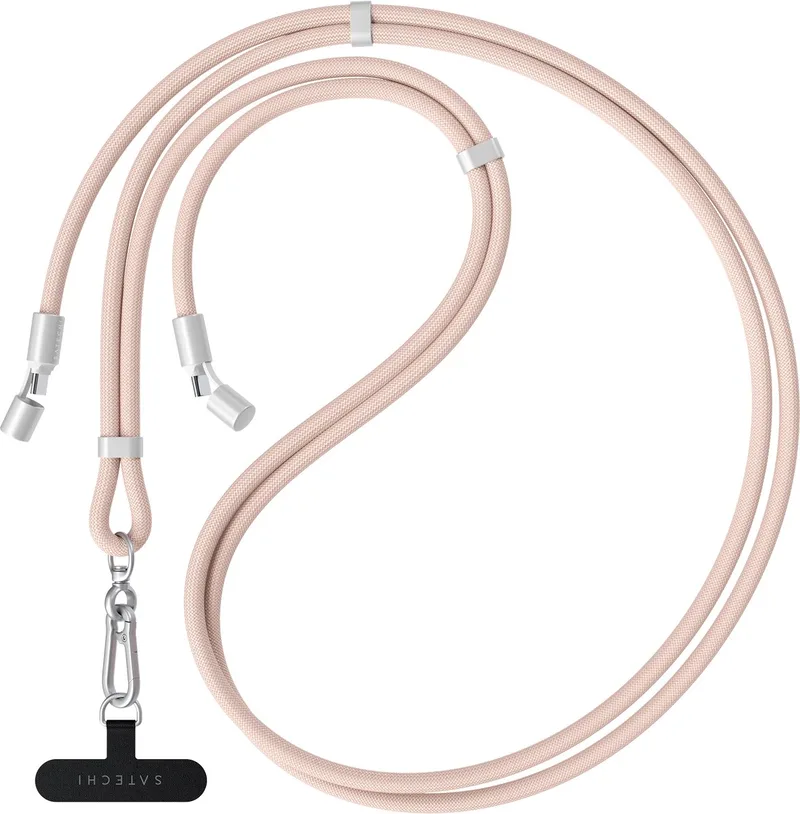 OntheGo Crossbody Lanyard USB-C Kabel (1.5m/60W) – Stijlvol Crossbody Ontwerp – Multi-Device Oplaadcompatibiliteit – Versterkte Connectoren voor Extra Duurzaamheid by Satechi in Pink – product photo