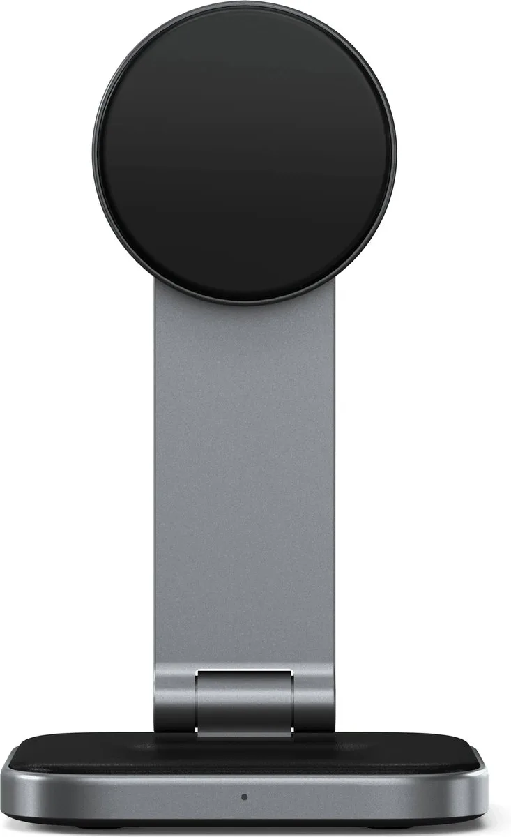 Satechi 2-in-1 inklapbare Qi2 draadloze oplader – USB-C aansluiting – Tot 15W laadsnelheid – Compact en lichtgewicht by Satechi in Grey – product photo