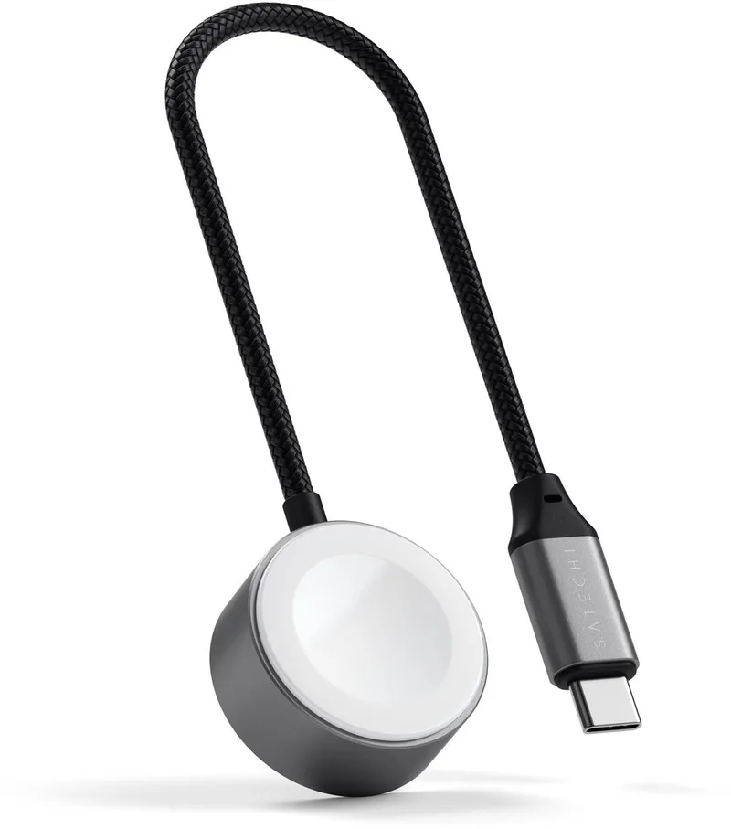 USB-C Snellaadkabel voor Apple Watch – Kabellengte van 19,3 cm – Type-C Hoofdingang – Uitgang van 5W by Satechi in Grey – product photo