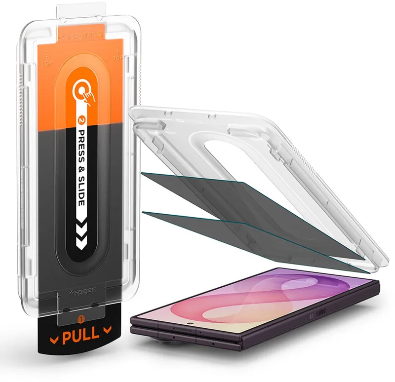 (2 pack) Glas.tR EZ-FIT Pro (AGL12075) - Samsung Galaxy Z Fold7 / Z Fold8 Ultra - Privacy van Spigen – productfoto