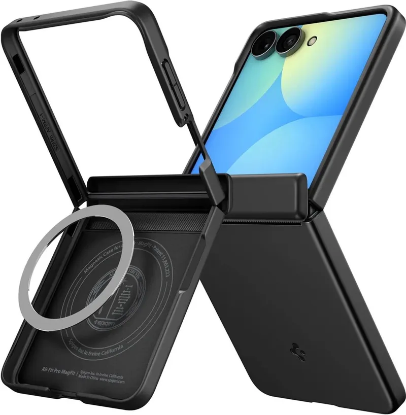 Air Fit Pro MagFit Hoesje Geschikt voor Samsung Galaxy Z Flip 8 | MagFit Compatibel | Draadloos Opladen Ondersteund | Scharnier Bescherming by Spigen in Black – product photo