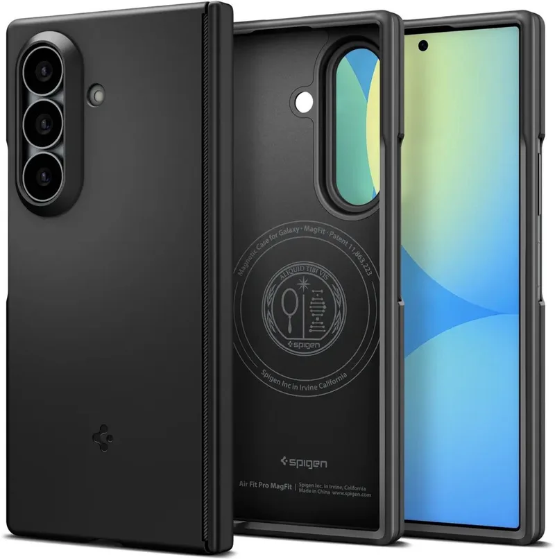 Air Fit Pro MagFit Hoesje Geschikt voor Samsung Galaxy Z Fold 8 Ultra | MagFit Compatibel | Draadloos Opladen Ondersteund | Scharnier Bescherming fra Spigen i Sort – produktbillede