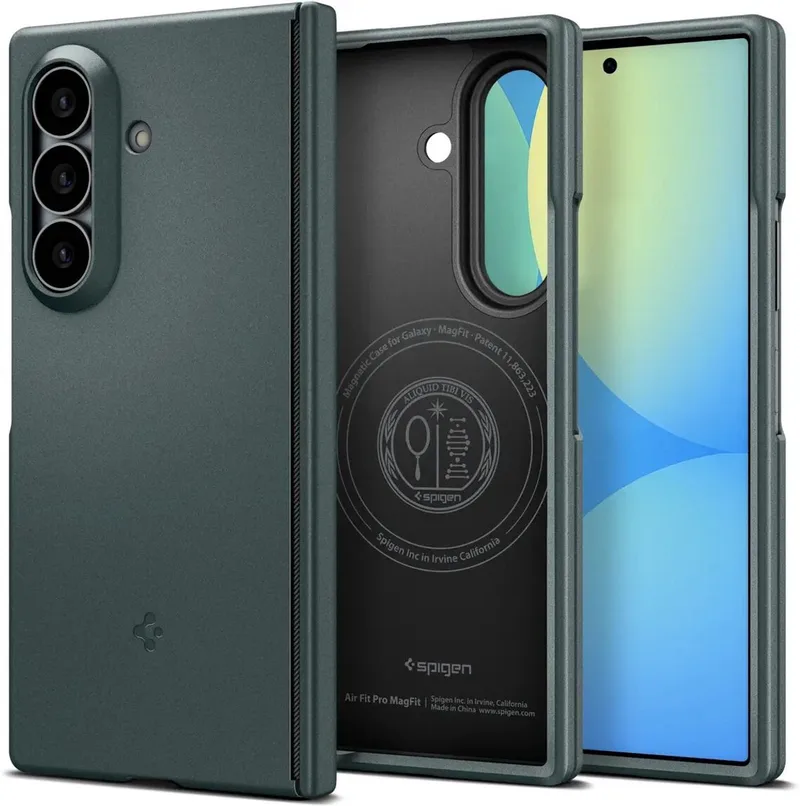 Air Fit Pro MagFit Hoesje Geschikt voor Samsung Galaxy Z Fold 8 Ultra | MagFit Compatibel | Draadloos Opladen Ondersteund | Scharnier Bescherming by Spigen in Green – product photo