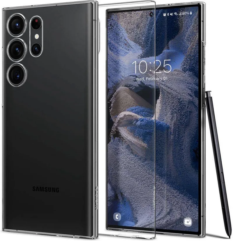 Air Skin Hoesje Geschikt voor Samsung Galaxy S23 Ultra Back Cover van Spigen in Transparant – productfoto