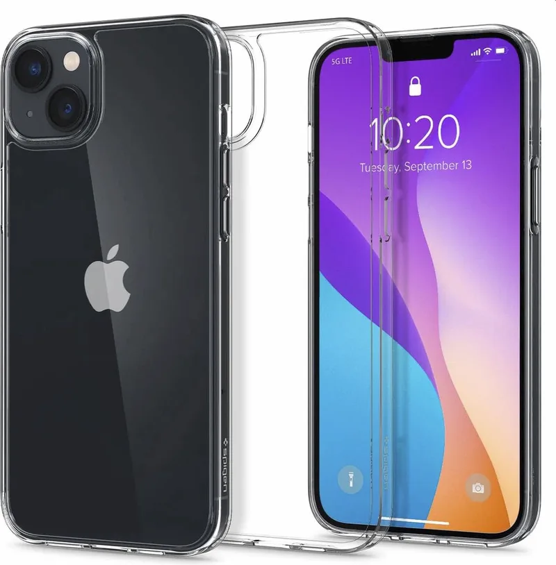 Air Skin Hybrid Case hoesje geschikt voor iPhone 14 Plus - Crystal van Spigen in Transparant – productfoto