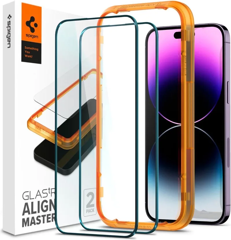 AlignMaster Apple iPhone 14 Pro Tempered Glass (2-Pack) från Spigen – produktbild
