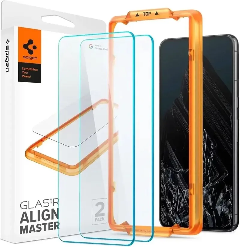 AlignMaster Geschikt voor Google Pixel 8 Pro - 9H Tempered Glass Screen Protector - Case Friendly - Gemakkelijke Installatie - 2-Pack från Spigen – produktbild