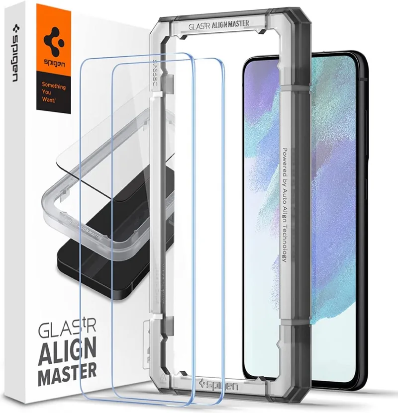 AlignMaster Samsung Galaxy S21 FE Screen Protector (2-Pack) de Spigen – photo produit
