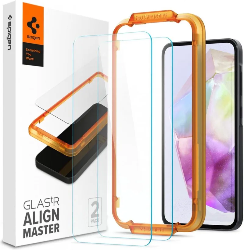 AlignMaster Screen Protector Geschikt voor Samsung Galaxy A35 Tempered Glass (2-Pack) von Spigen – Produktfoto