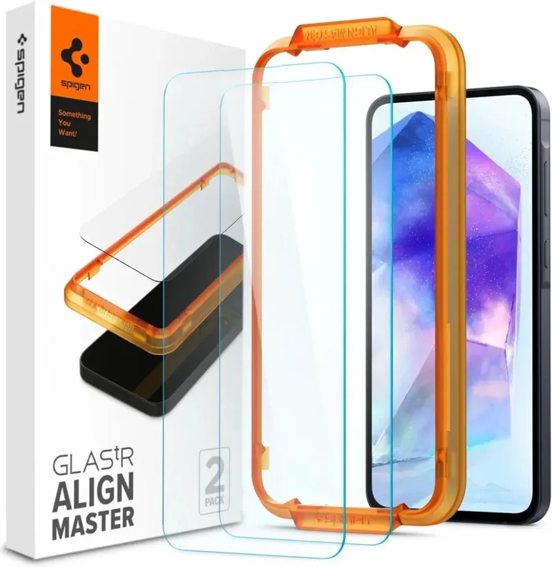 AlignMaster Screen Protector Geschikt voor Samsung Galaxy A55 Tempered Glass (2-Pack) von Spigen – Produktfoto